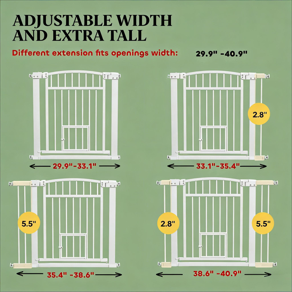 Pet Gate,Extra Wide Walk Through Dog Gate w/ Cat Door