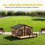Dog House Wooden Dog Kennel Weatherproof with Porch, Openable Roof, Removable Bottom, Elevated Floor, Double Room