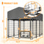 Dog Kennel Outdoor with Roof, 4.23'x5.82'x4.83' Welded Wire Enclosure, Heavy Duty Dog Crate with UV-Resistant Waterproof Cover, Double Lock & Rotating Feeder