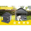 Large dog house, long 44.2" x wide 44.6" x high 44.6" Solid wood asphalt roof dog house with large terrace for large dogs, weatherproof large dog house (improved),Small wooden doors that can be locked