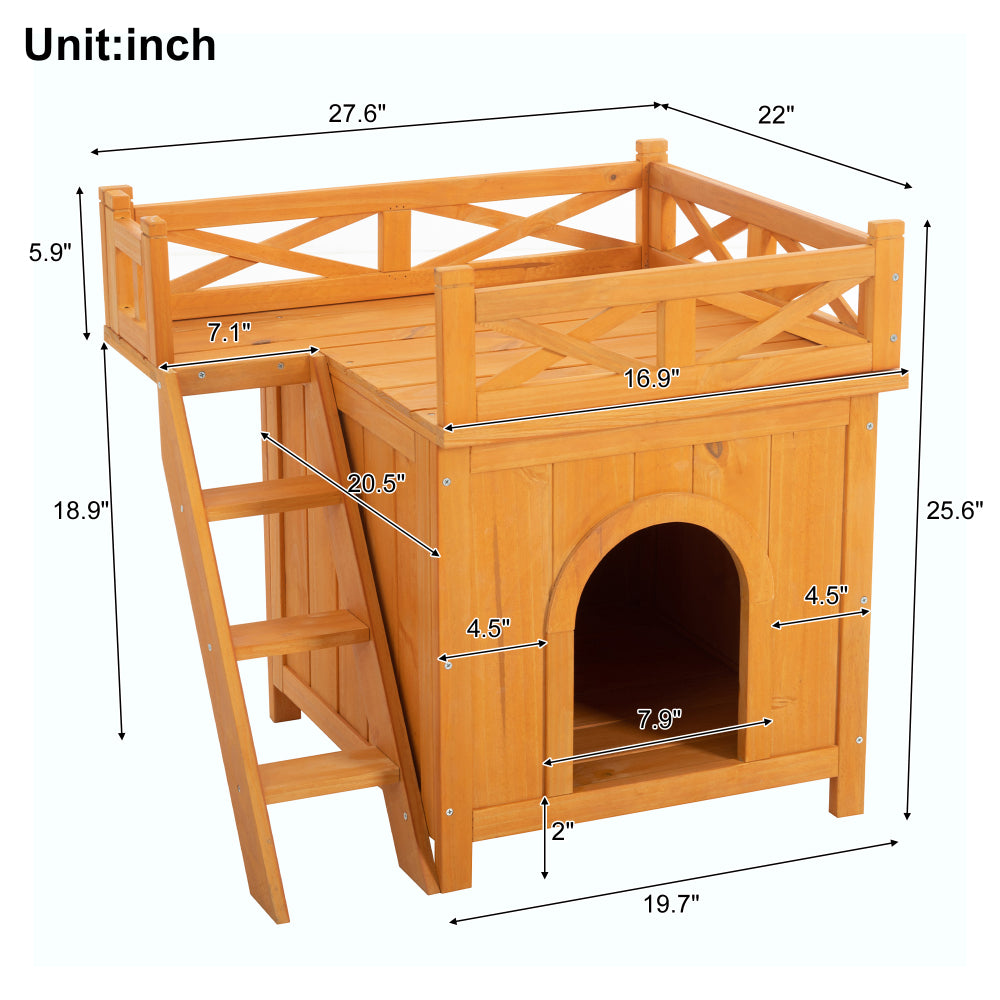 Weatherproof  Catio Outdoor Cat Enclosure, Outdoor Cat house, Natural Wood Playground, Natural Cat Shelf with Litter Box