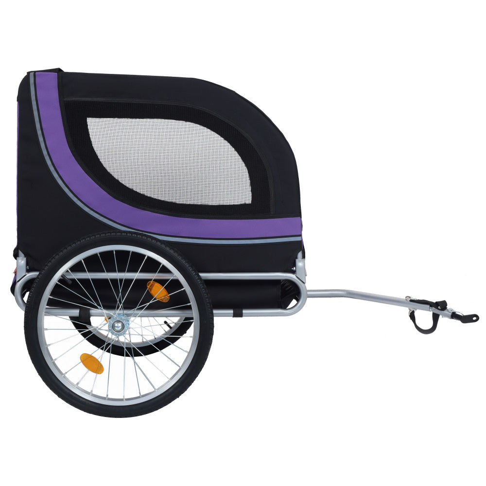 Large Folding Bike Trailer for Dogs – 66LB Capacity All-Terrain Pet Carrier, Durable Steel Frame for Cycling, Jogging, Camping & Outdoor Adventures, Black- Purple