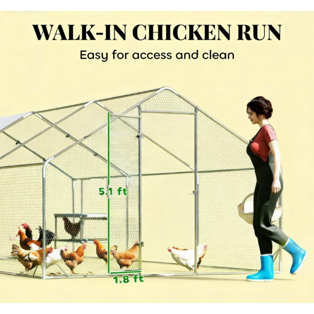 Chicken Coop,Large Metal Chicken Coop with Waterproof Cover