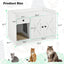 GO Cat Litter Box Enclosure, Litter Box Furniture Hidden with Cat Litter Mat, Indoor Cat House with Storage Drawer Side Table, Farmhouse Style Cat Box Cabinet for Living Room, White