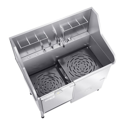 50 Inch Dog Grooming Bath Tub Stainless Steel w Ramp Faucet Left Door