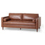 Mirod Comfy 3-seat Sofa with Wooden Legs, PU, Light Brown, 85''Wx33''Dx33''H