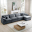 Corduroy Sofa Modern Upholstered 4 Seater with with 1 Footstool Corduroy Fabric Sofa , Office Living Room Apartment Comfort Sofa, Easy to Assemble with 2 Arm Pillows and 4 Throw Pillows