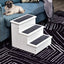 PawHut 3 Step Wooden Carpeted Non Slip Pet Stairs Ramp for Cats and Small Dogs - White