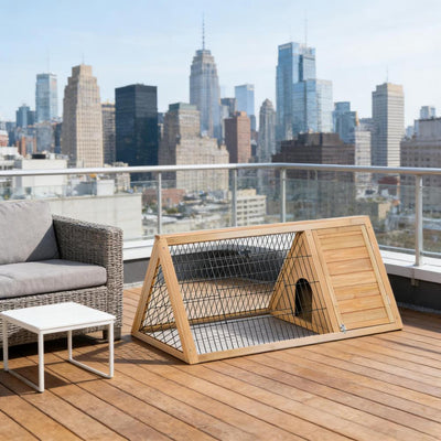 A-Frame Wooden Pet House,Small Animal Cage Rabbit Hutch