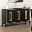 SunJet Modern Espresso Bedside Table Bedroom Furniture 1pc Nightstand Gold Accent Trim Wooden Finger Pull