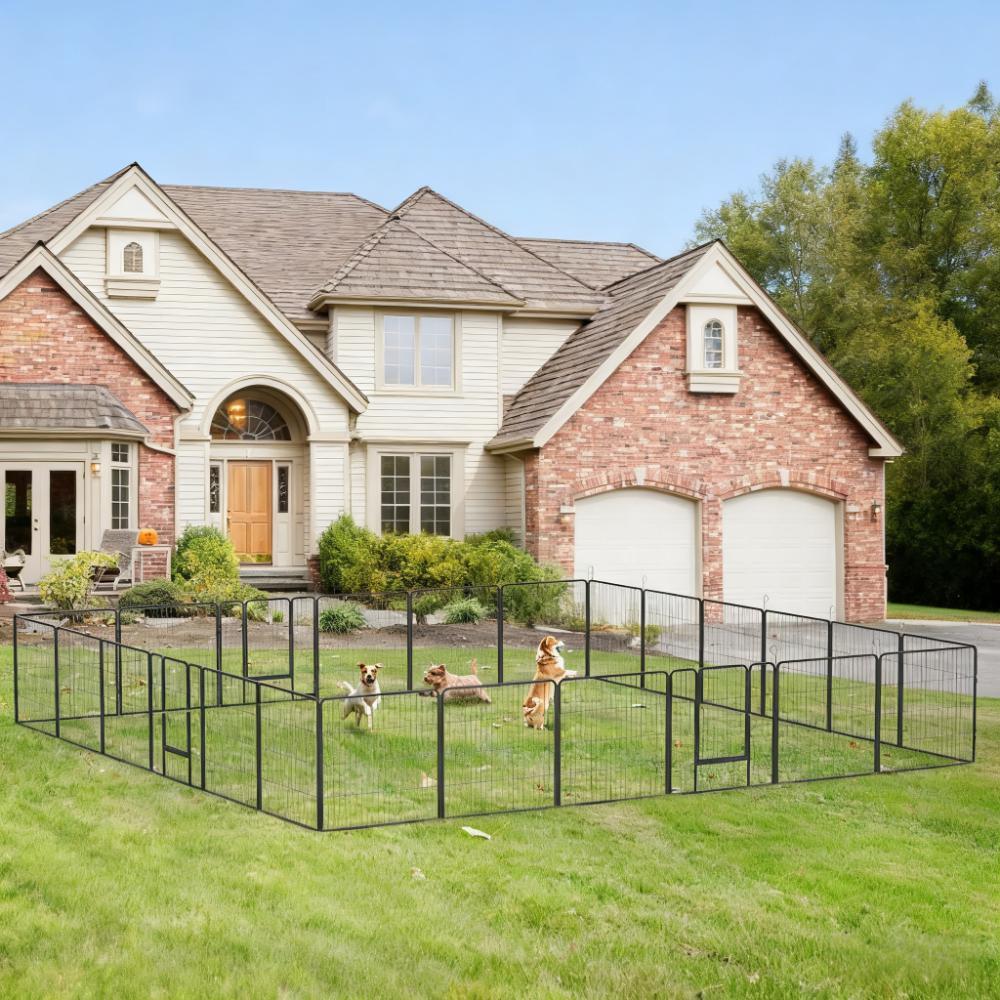 220.5" L x 157.5" W x 31.5" H (7 x 5 Panel) 24 Panel Dog Playpen with Lockable Door for Small and Medium Dogs