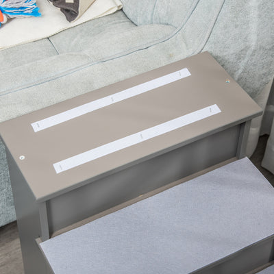 PawHut Pet Stairs, Small Pet Steps with Cushioned Removable Covering for Dogs and Cats Up To 22 Lbs., Grey