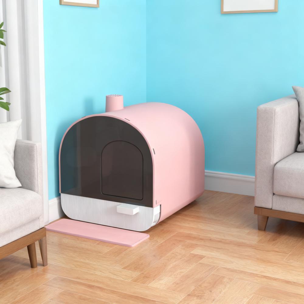 Pink  Cat Litter Box with Lid with Scoop and Filter