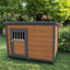 45 Inch Solid Wood Dog House, Cozy Outdoor Shelter for Medium & Small Dogs with Lockable Ventilated Door, Waterproof Insulated Felt Roof & Charming Design