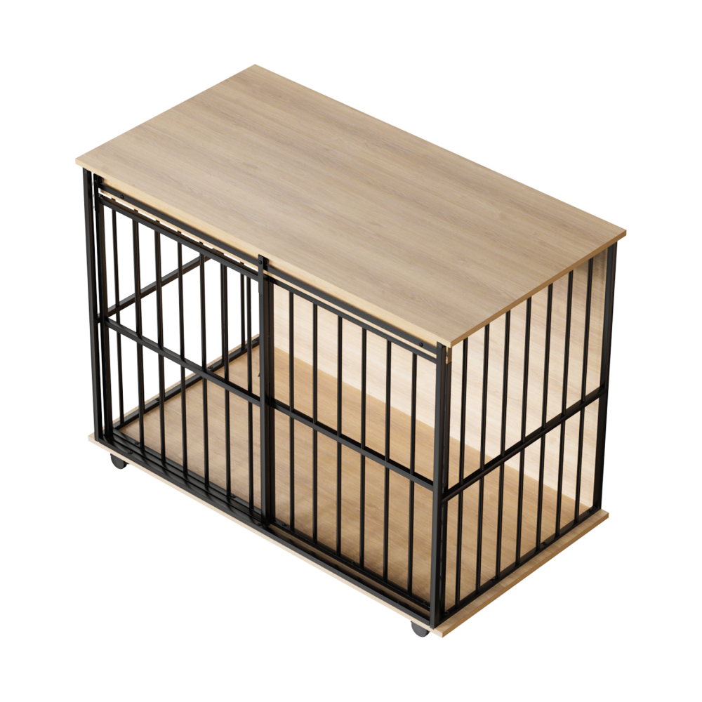 Dog Crate Furniture , Large Dog Cage Furniture with Tray for Medium Large Dogs, Wooden Dog Kennel Furniture