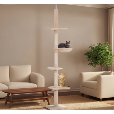 Adjustable Height Floor-to-Ceiling Vertical Cat TreeCat Climbing Tower