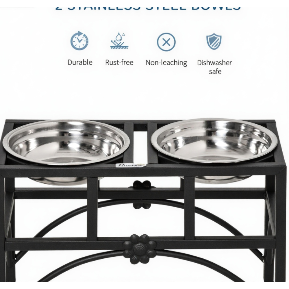 Double Stainless Steel Heavy Duty Dog Food Bowl Elevated Pet Feeding Station