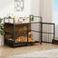Dog Cage Furniture with Cushion, Dog Kennel Indoor with Rotating Feeder Bowls, Heavy Duty Indoor Puppy Cage Kennel for Medium to Large Dogs, 41" L X 23.6" W 35.8" H, Brown