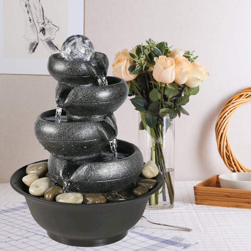 5-stufiger Zen-Tisch-Zimmerbrunnen mit Glaskugel