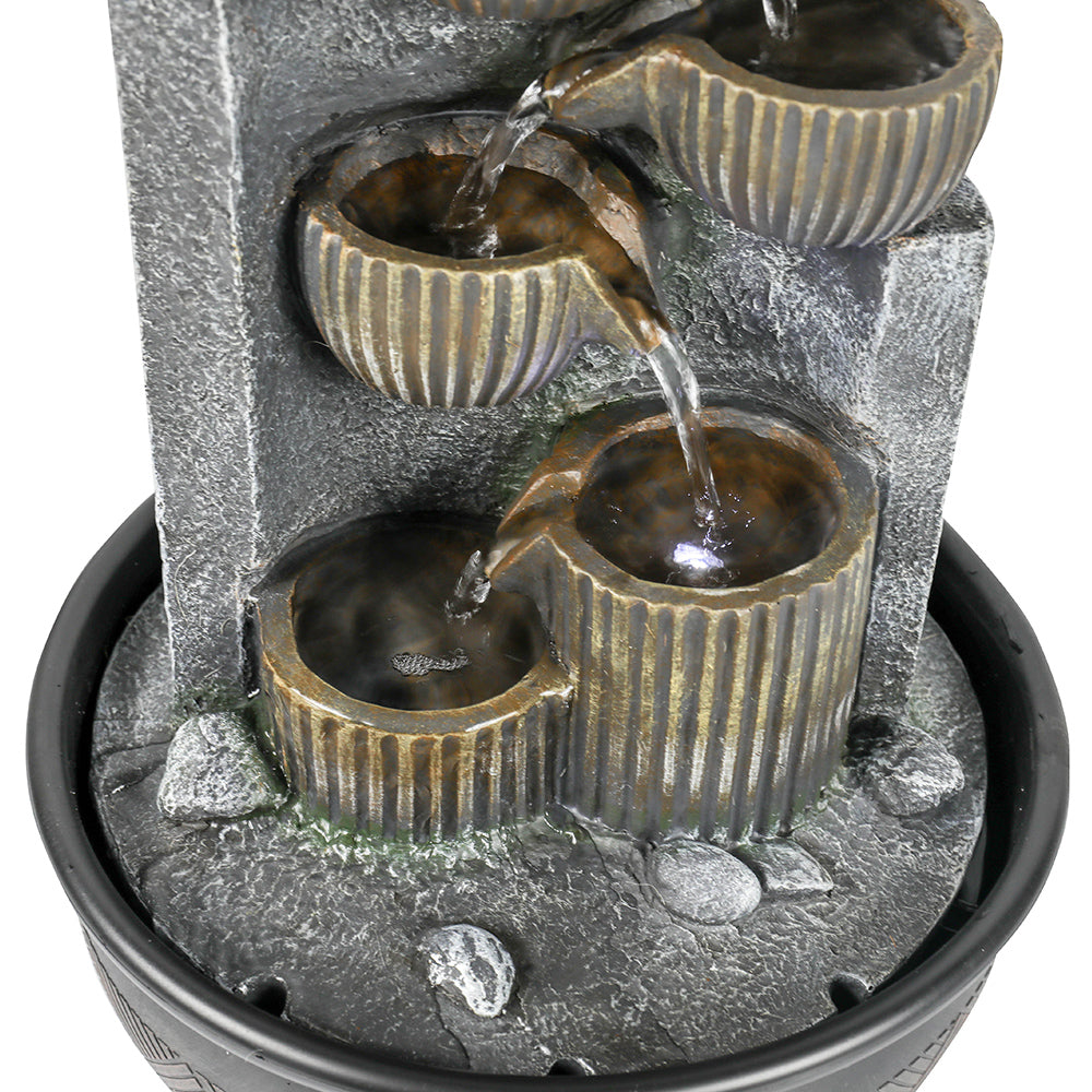 7-Tiered Cascading Resin Indoor Tabletop Fountain-15.3"H