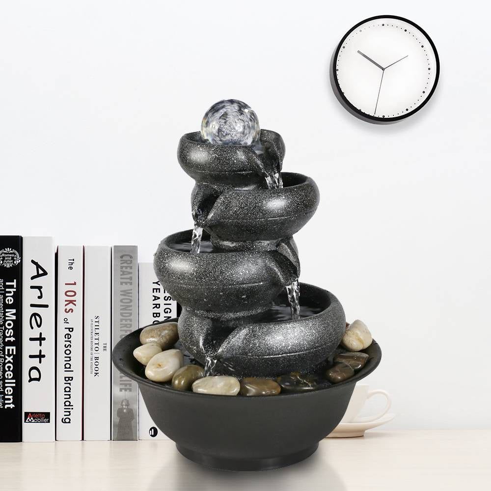 5-stufiger Zen-Tisch-Zimmerbrunnen mit Glaskugel