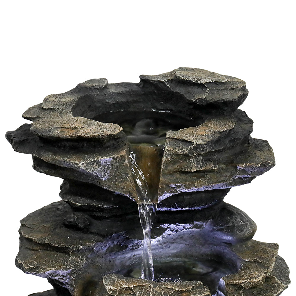 Kaskadenförmiger Tischbrunnen aus Kunstharz für den Innenbereich mit LED-Beleuchtung, 39,9 cm hoch