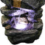 4-Tiered Rock Outdoor Fountain with White LED Lights