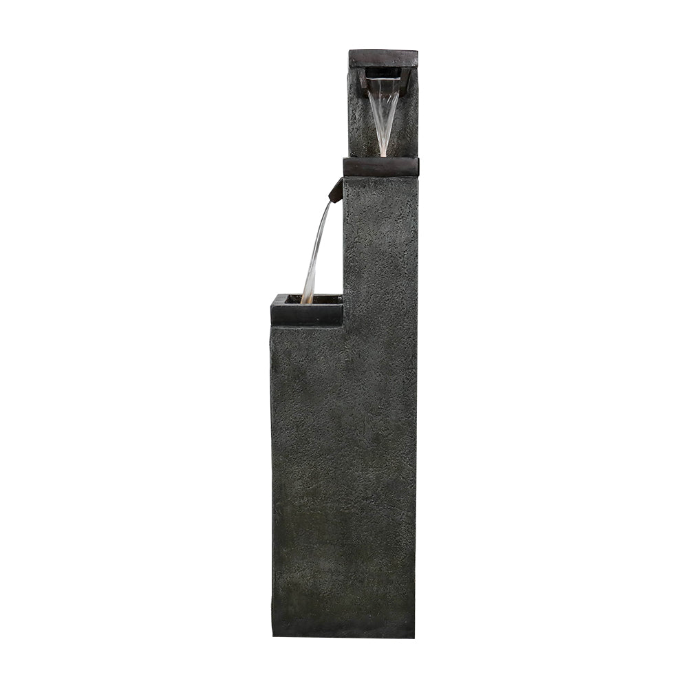 39,3" H 4-stufiger quadratischer Außenbrunnen mit warmen LED-Lichtern