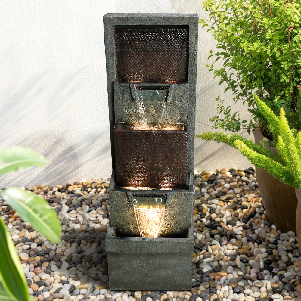 39,3"H - Moderne Gartenbrunnen mit LED-Beleuchtung