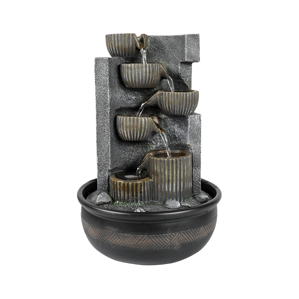 7-Tiered Cascading Resin Indoor Tabletop Fountain-15.3"H