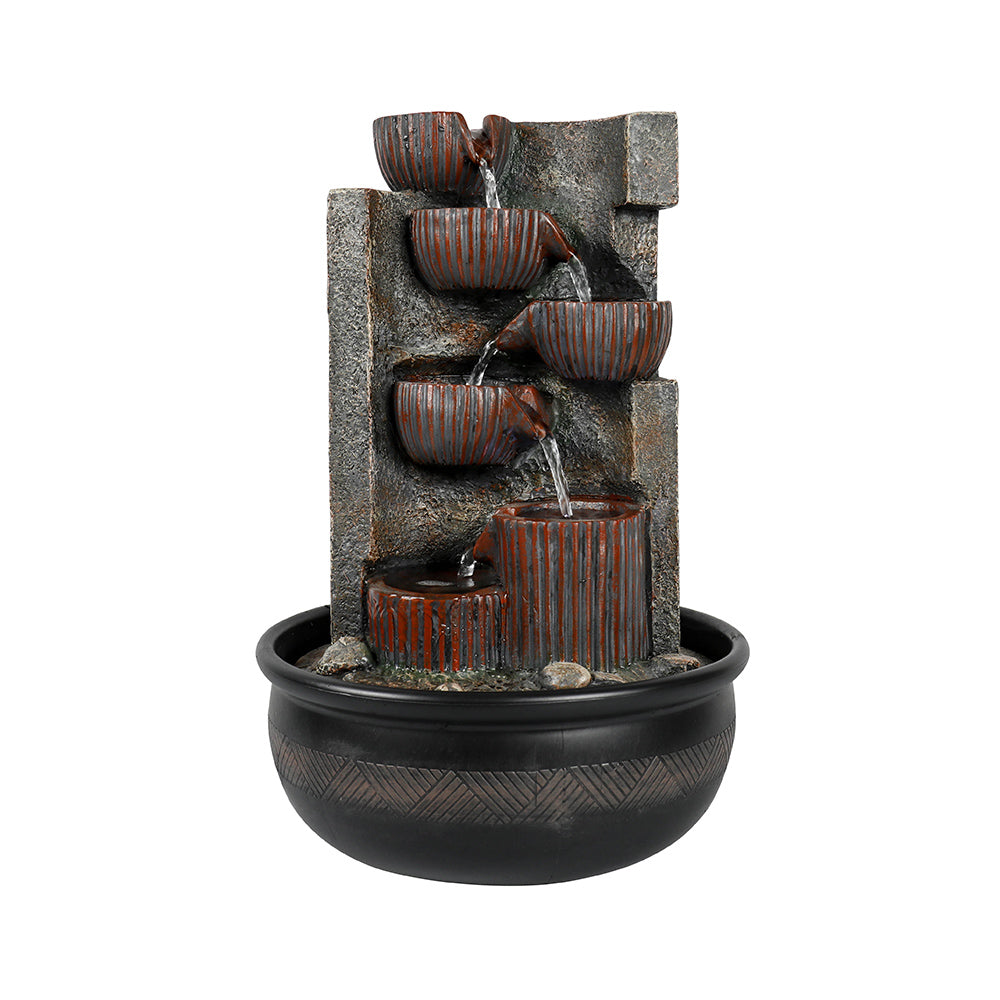 7-Tiered Cascading Resin Indoor Tabletop Fountain-15.3"H