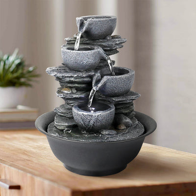 10.6“H Cascading Bowl Tabletops Fountain with LED light