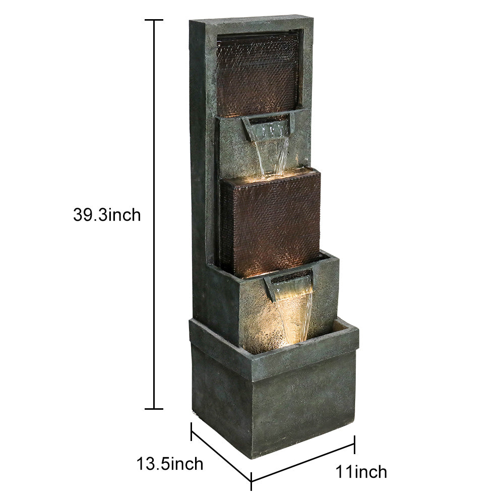 39,3"H - Moderne Gartenbrunnen mit LED-Beleuchtung