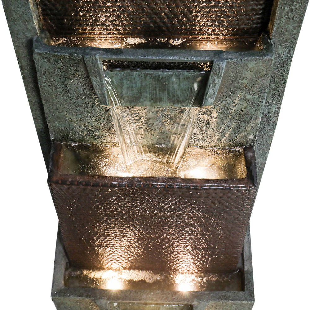 39,3"H - Moderne Gartenbrunnen mit LED-Beleuchtung