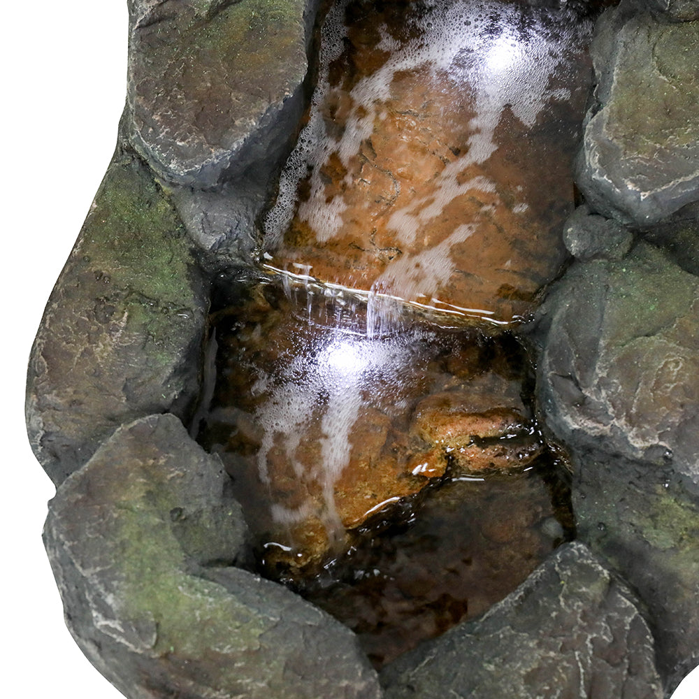 3 Tier Simulated Slate Waterfall Outdoor Fountain with LED Light