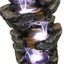 4-Tiered Rock Outdoor Fountain with White LED Lights