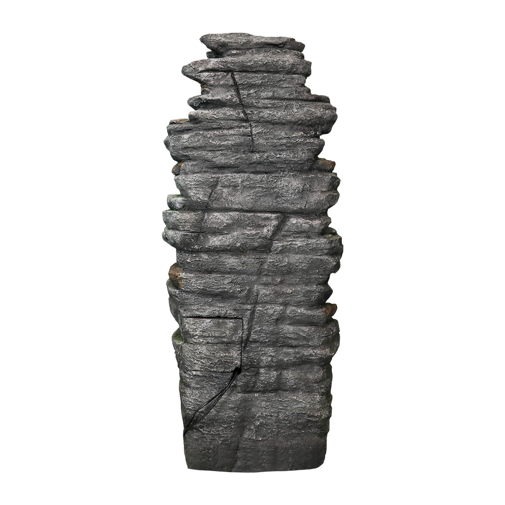 47.2"H 9-Tiered  Rock Outdoor Fountain with LED Lights