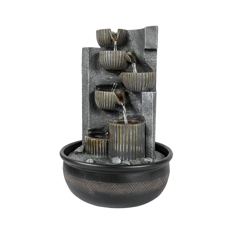 7-Tiered Cascading Resin Indoor Tabletop Fountain-15.3"H