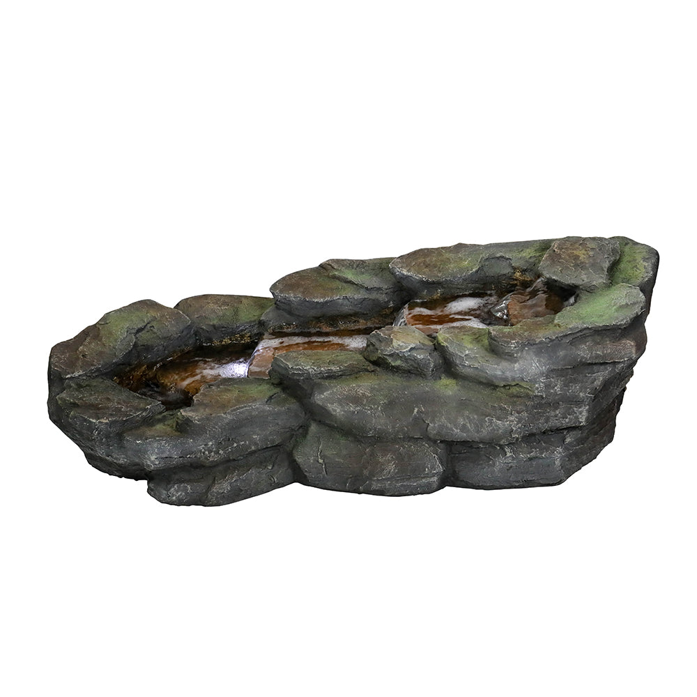 3 Tier Simulated Slate Waterfall Outdoor Fountain with LED Light