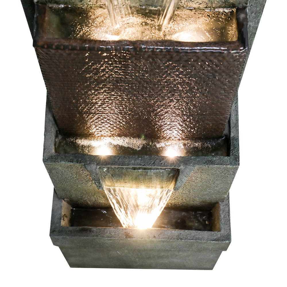 39,3"H - Moderne Gartenbrunnen mit LED-Beleuchtung