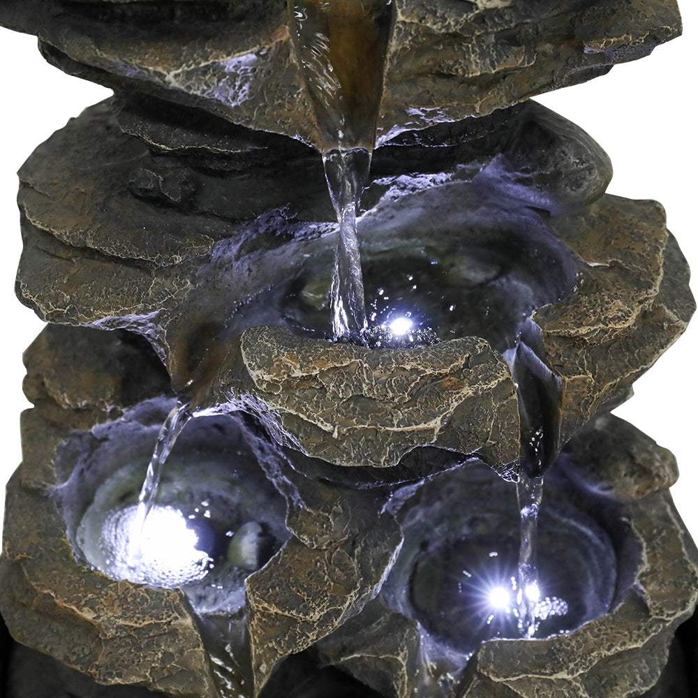 Kaskadenförmiger Tischbrunnen aus Kunstharz für den Innenbereich mit LED-Beleuchtung, 39,9 cm hoch
