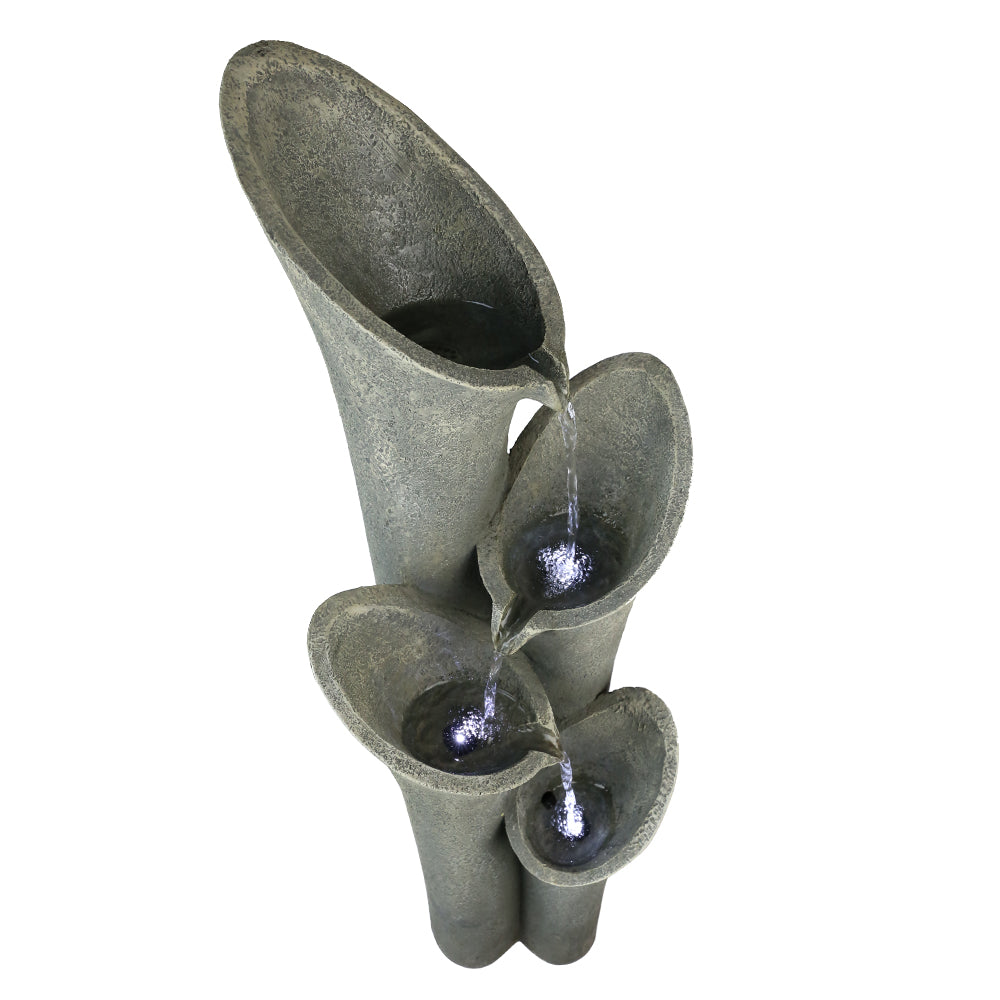 33.5"H-Tiered Rock Water Outdoor Fountain with LED Lights