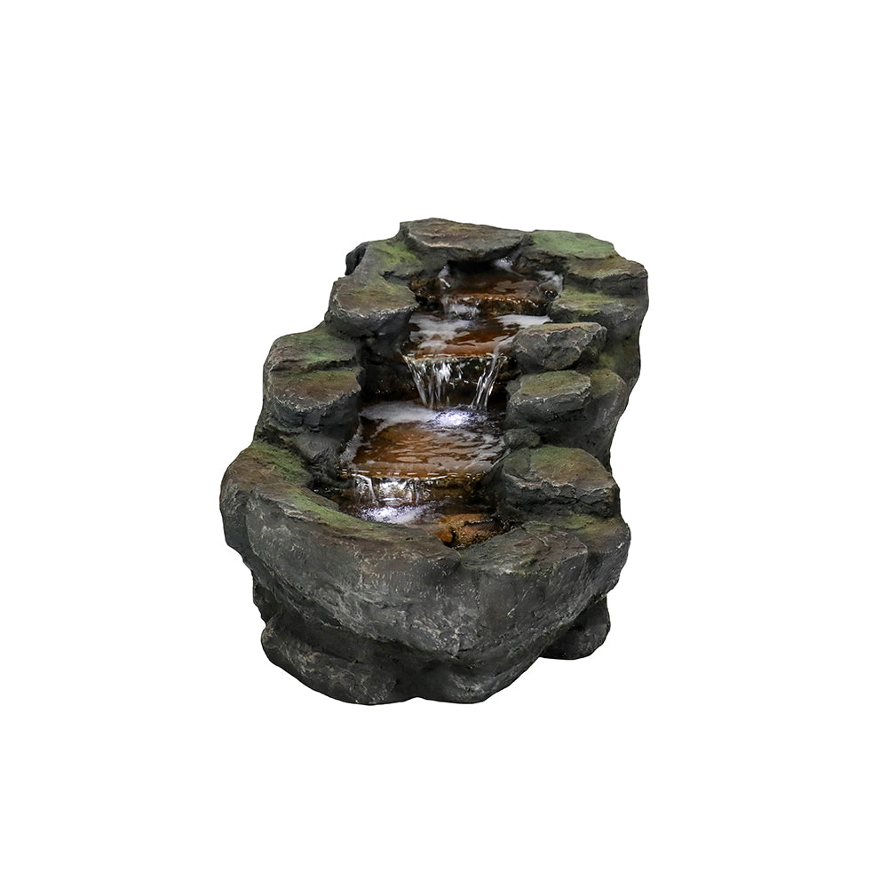 3 Tier Simulated Slate Waterfall Outdoor Fountain with LED Light