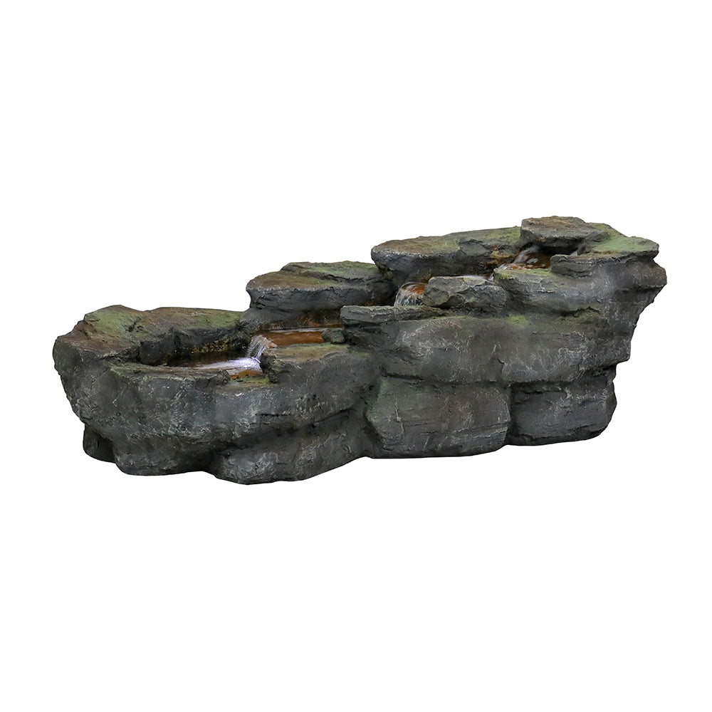 3 Tier Simulated Slate Waterfall Outdoor Fountain with LED Light