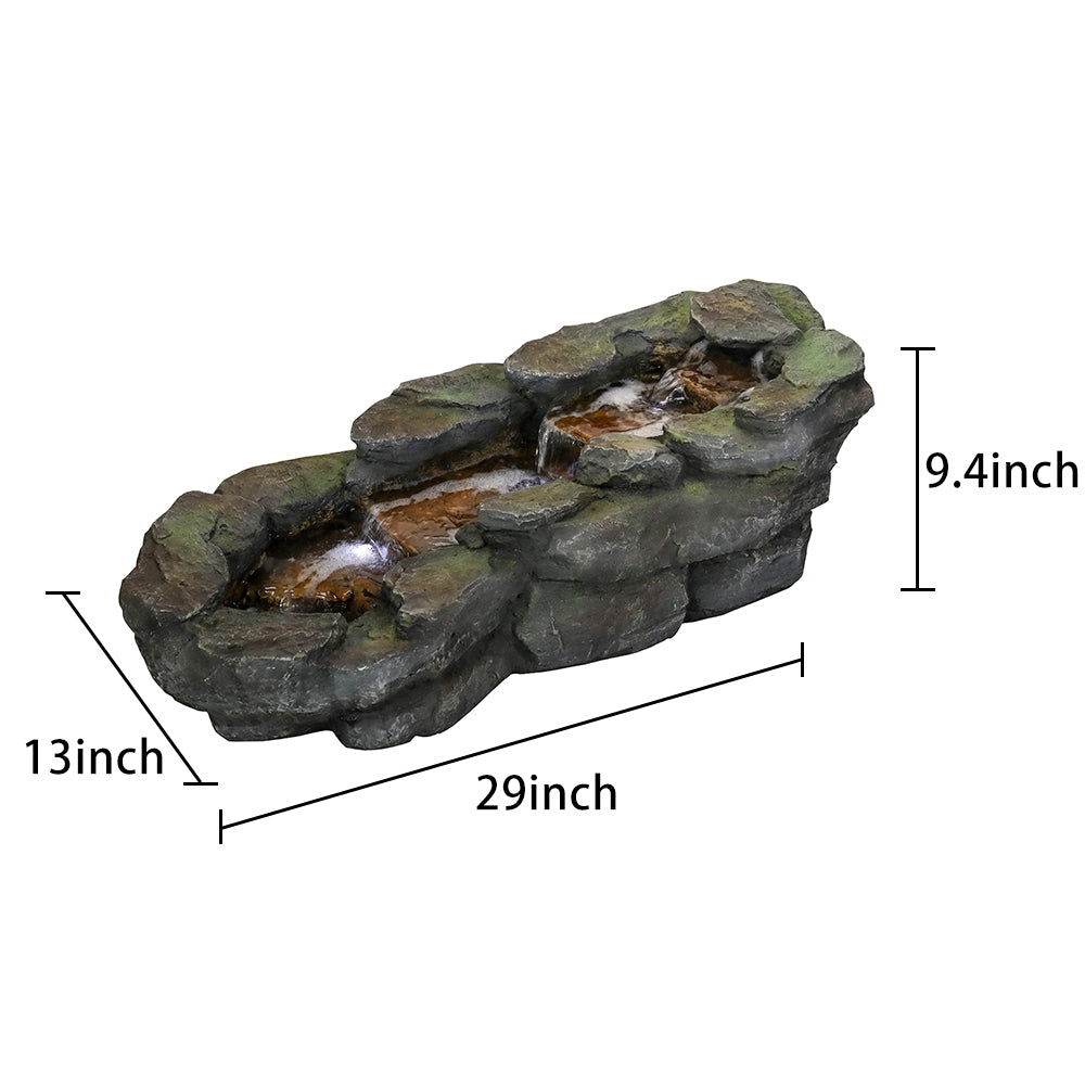 3 Tier Simulated Slate Waterfall Outdoor Fountain with LED Light