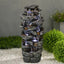 47.2"H 9-Tiered  Rock Outdoor Fountain with LED Lights