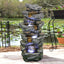 4-Tiered Rock Outdoor Fountain with White LED Lights